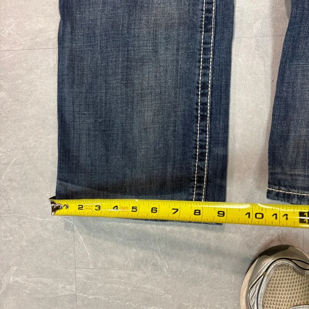 Buckle Black Mens Straight Leg Jeans Medium Wash Embroidered Pockets 33x32